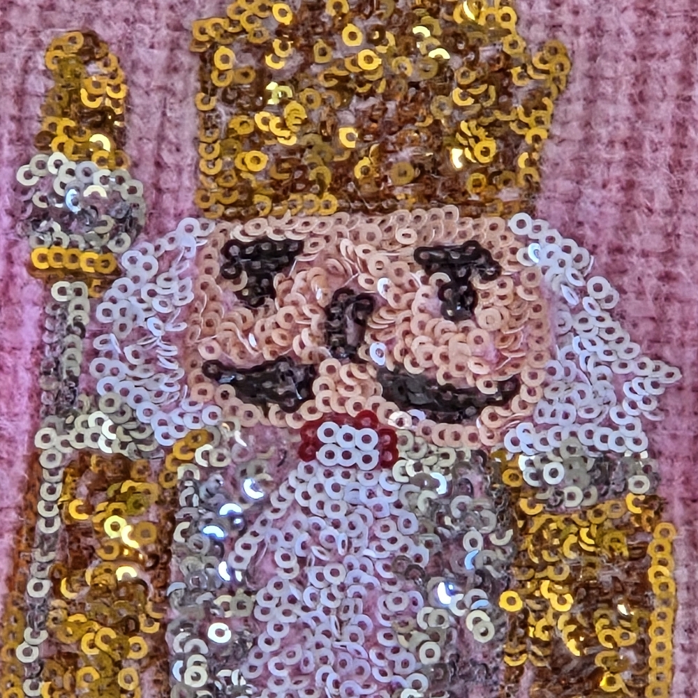 Peach Love California Sequin Nutcracker Sweater Vest Pink Sparkly Holiday Bling - Picture 6 of 16
